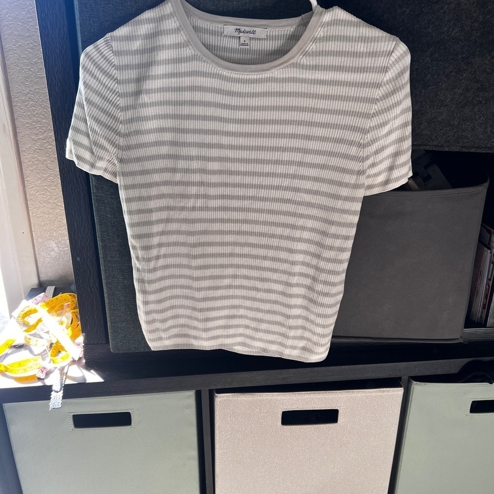Madewell Striped Gray Women's Top sz S - Picture 5 of 5